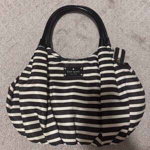 Kate Spade Black and Cream Striped Shoulder Bag